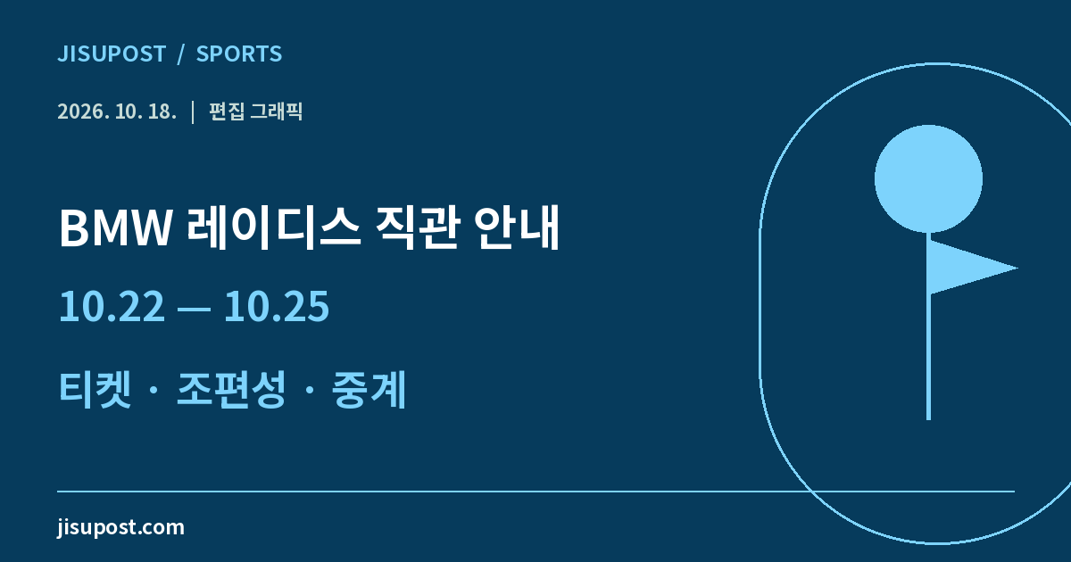 지수포스트 편집 그래픽: BMW 레이디스 직관 안내 · 10.22 — 10.25 · 티켓 · 조편성 · 중계